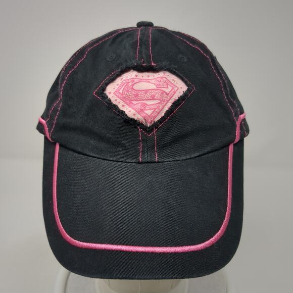 Super Girl Strapback Baseball Cap Black One Size Adjustable Embroidered Logo - Picture 2 of 10